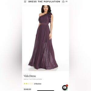 Dress the Population Purple Pleated Maxi Dress